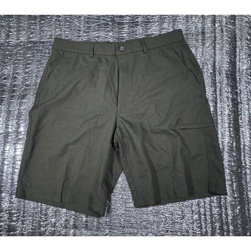 Pebble Beach Performance Golf Shorts Mens 36 Olive Green Flat Front Activewear